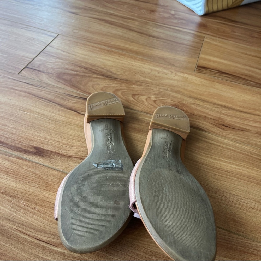 Paul Green Metallic Pink Flower Slide Sandals thongs - Picture 3 of 7